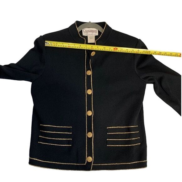 VINTAGE Castleberry Chanel Like Gold Button Knit Jacket - Picture 7 of 9